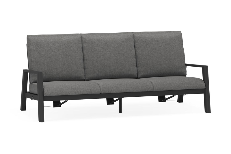 Cirello loungebank 3-zit in zwart aluminium met savane tornado all weather sunbrella® luxe kussen