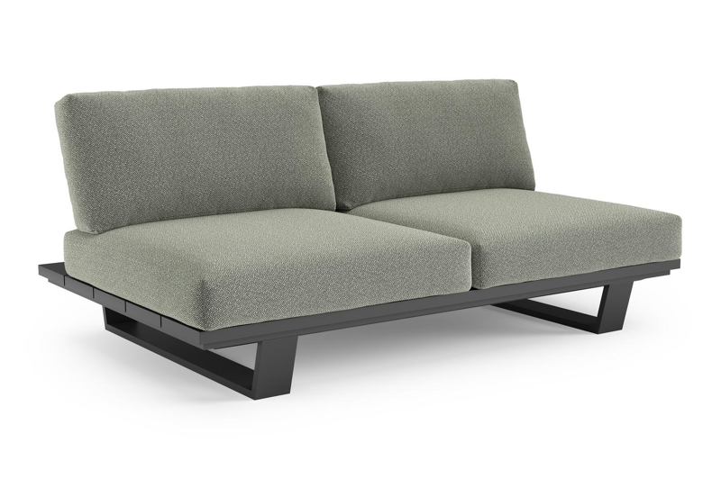 Pagino loungebank in zwart aluminium met savane leaf all weather sunbrella® luxe kussen