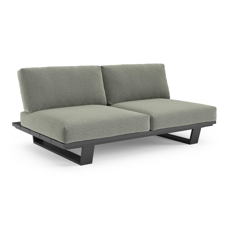 Pagino loungebank in zwart aluminium met savane leaf all weather sunbrella® luxe kussen