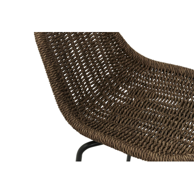 Pagino barstoel in zwart aluminium en bruin wicker