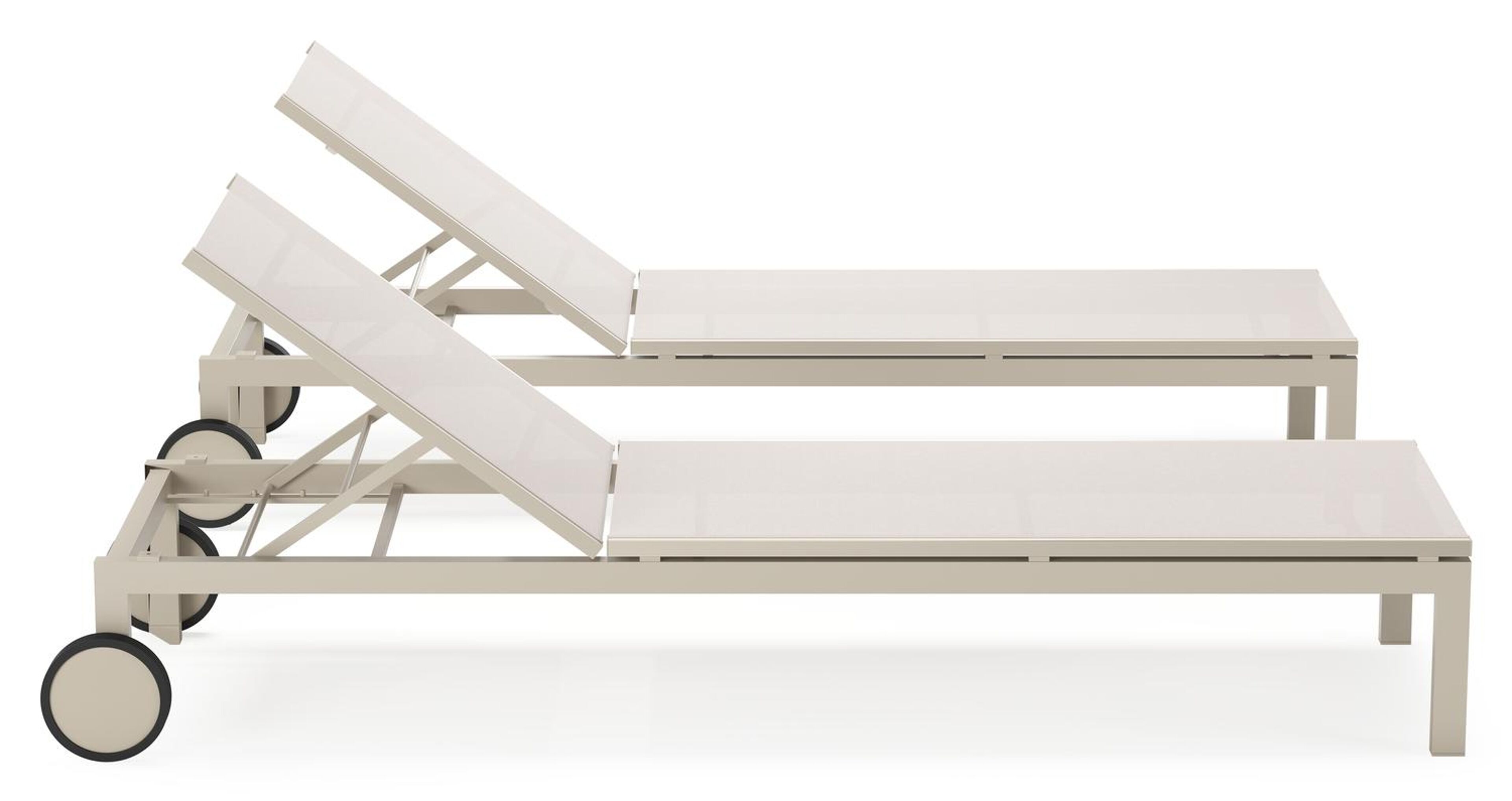 Set van 2 Caravelle verstelbare ligbedden in beige aluminium en beige single textileen