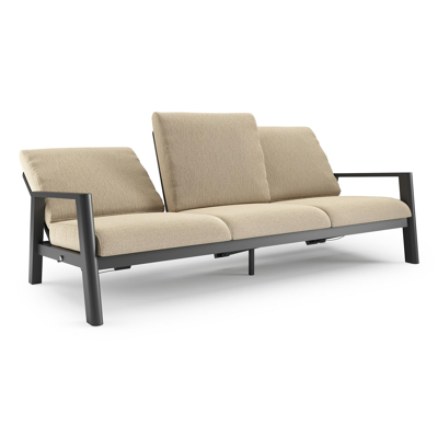Cirello loungebank in zwart aluminium met althea camel all weather cosytica kussen
