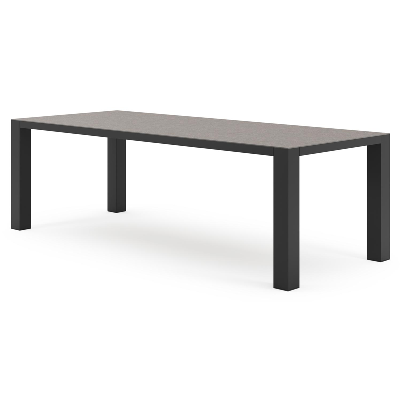 Nano tuintafel rechthoekig in zwart aluminium en volkeramiek wulong - L 240 x B 100 x H 75 cm
