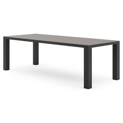 Nano tuintafel rechthoekig in zwart aluminium en volkeramiek wulong - L 240 x B 100 x H 75 cm