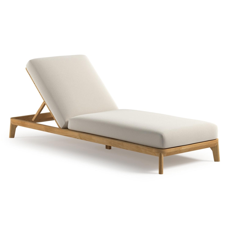 Orso verstelbaar ligbed in teak met savane white all weather Sunbrella® luxe kussen