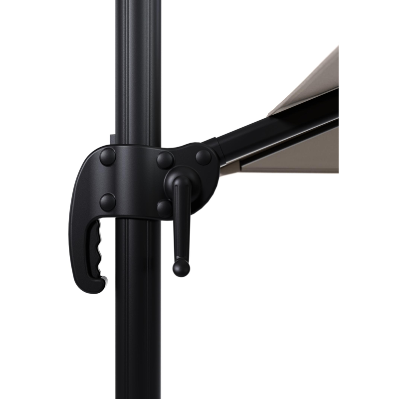 Calpe zweefparasol in zwart aluminium en beige Weather+ Softtouch parasoldoek - L1 270 x L2 270 cm met Calpe parasolvoet 70 kg met wielen