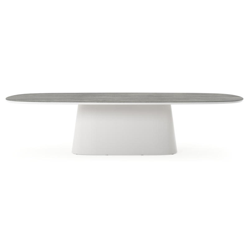 Amico tuintafel bombo xl in wit aluminium en volkeramiek Aspen Grey - L 320 x B 148 x H 73.5 cm