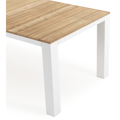 Nano tuintafel in wit aluminium en teak - L 240 x B 100 x H 75 cm