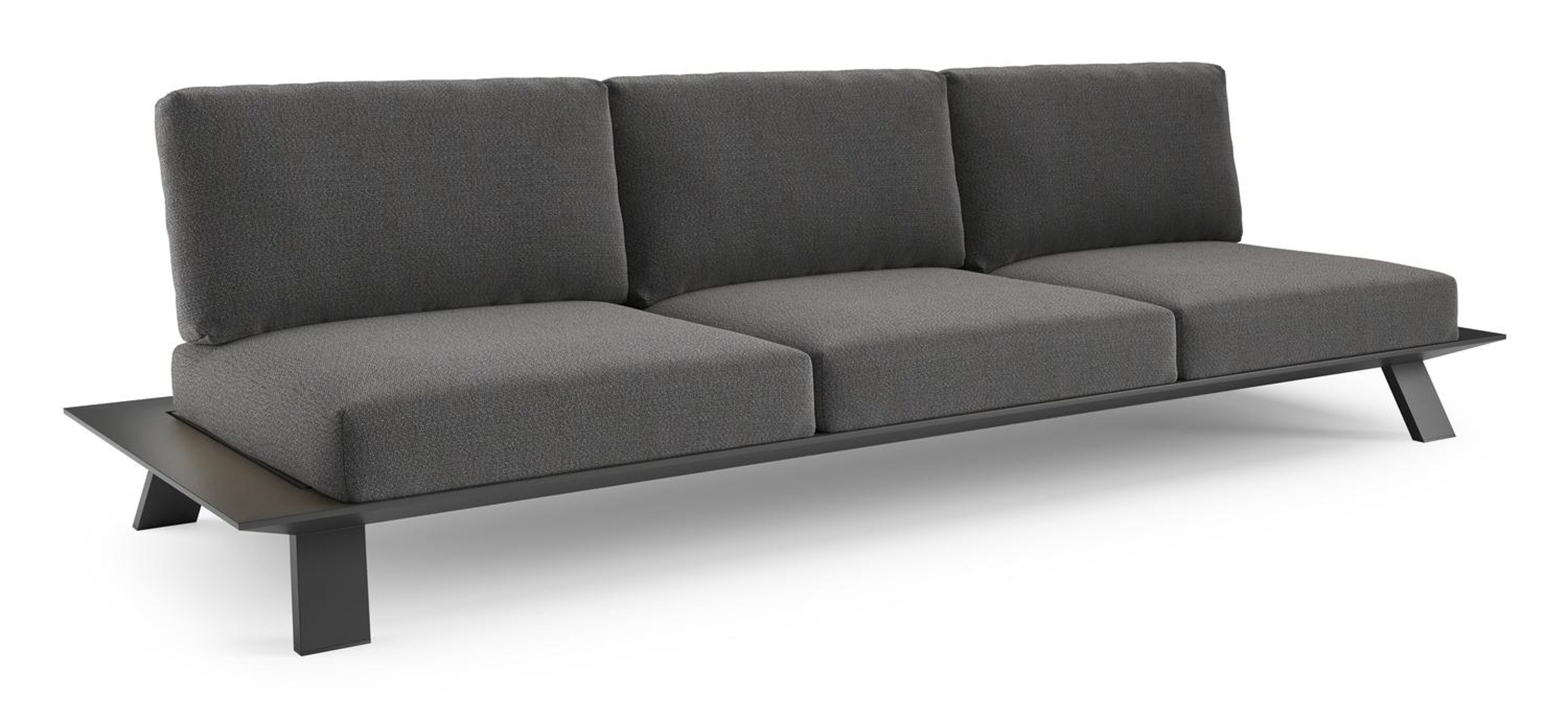 Cesano loungebank 3-zit in zwart aluminium met savane tornado all weather sunbrella® luxe kussen