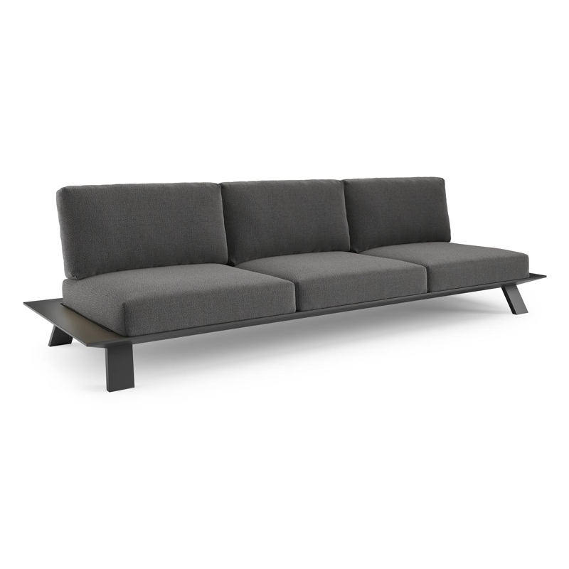 Cesano loungebank 3-zit in zwart aluminium met savane tornado all weather sunbrella® luxe kussen