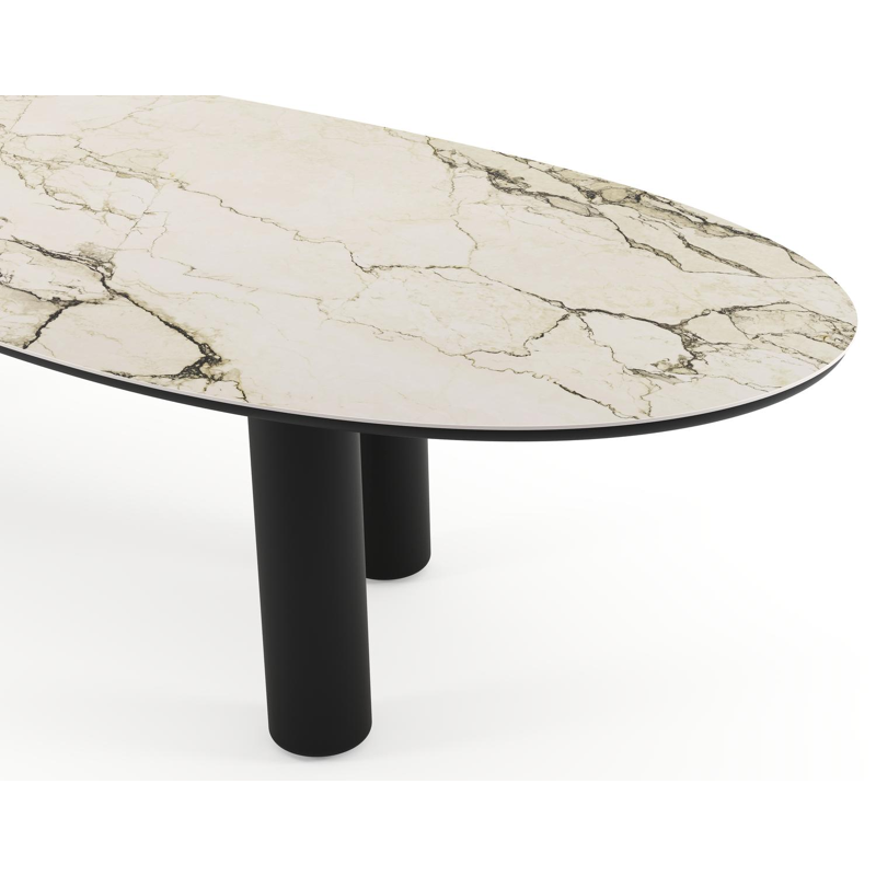 Table de jardin Amico organique en aluminium noir et céramique pleine Colorado Dunes - Lg. 320 x Lrg. 120 x Haut. 73.5 cm