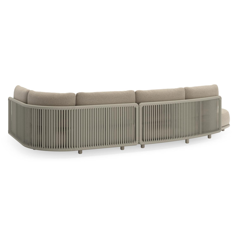 Salon de jardin d'angle Lomano en aluminium beige et corde luxe plate tissée verticalement beige et coussins en all weather cosytica Marbella Beige