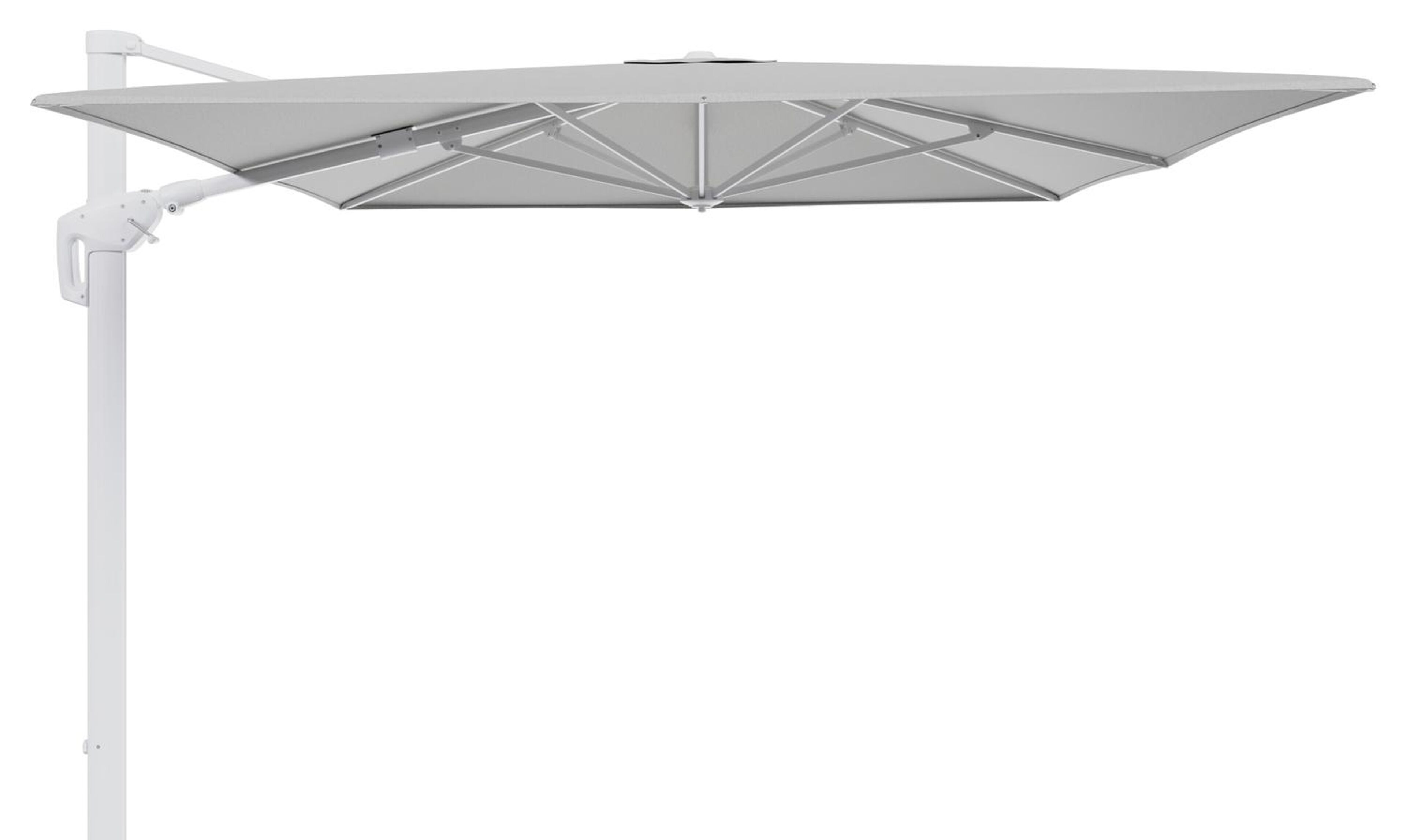 Minore zweefparasol met tiltfunctie in wit aluminium met savane nimbus all weather sunbrella® luxe parasoldoek - L1 400 x L2 300 cm (zonder voet)