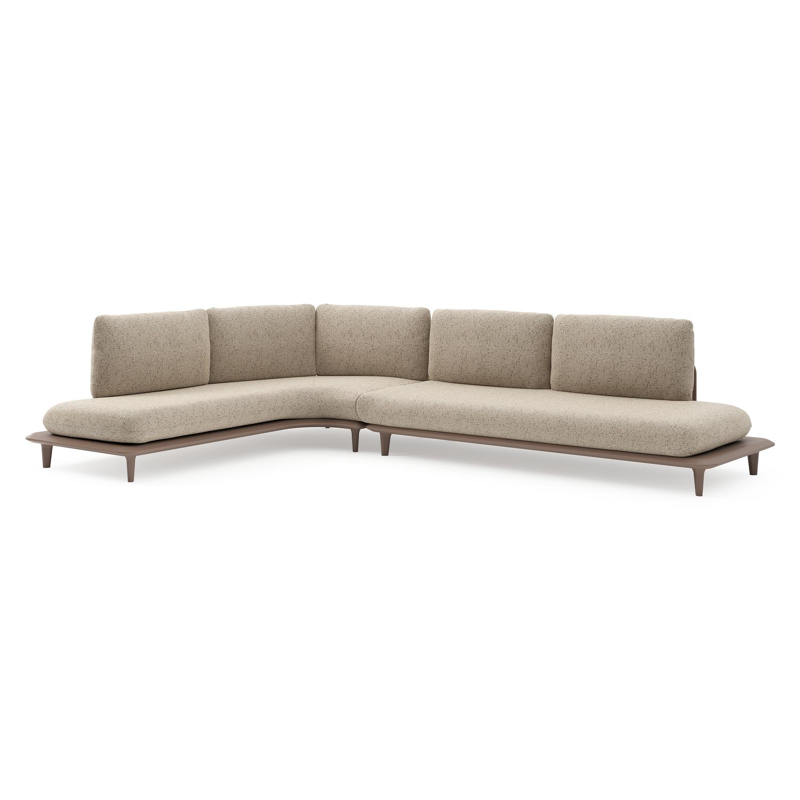 Salon de jardin d'angle Bomero en aluminium taupe et coussins en all weather cosytica bora jungle