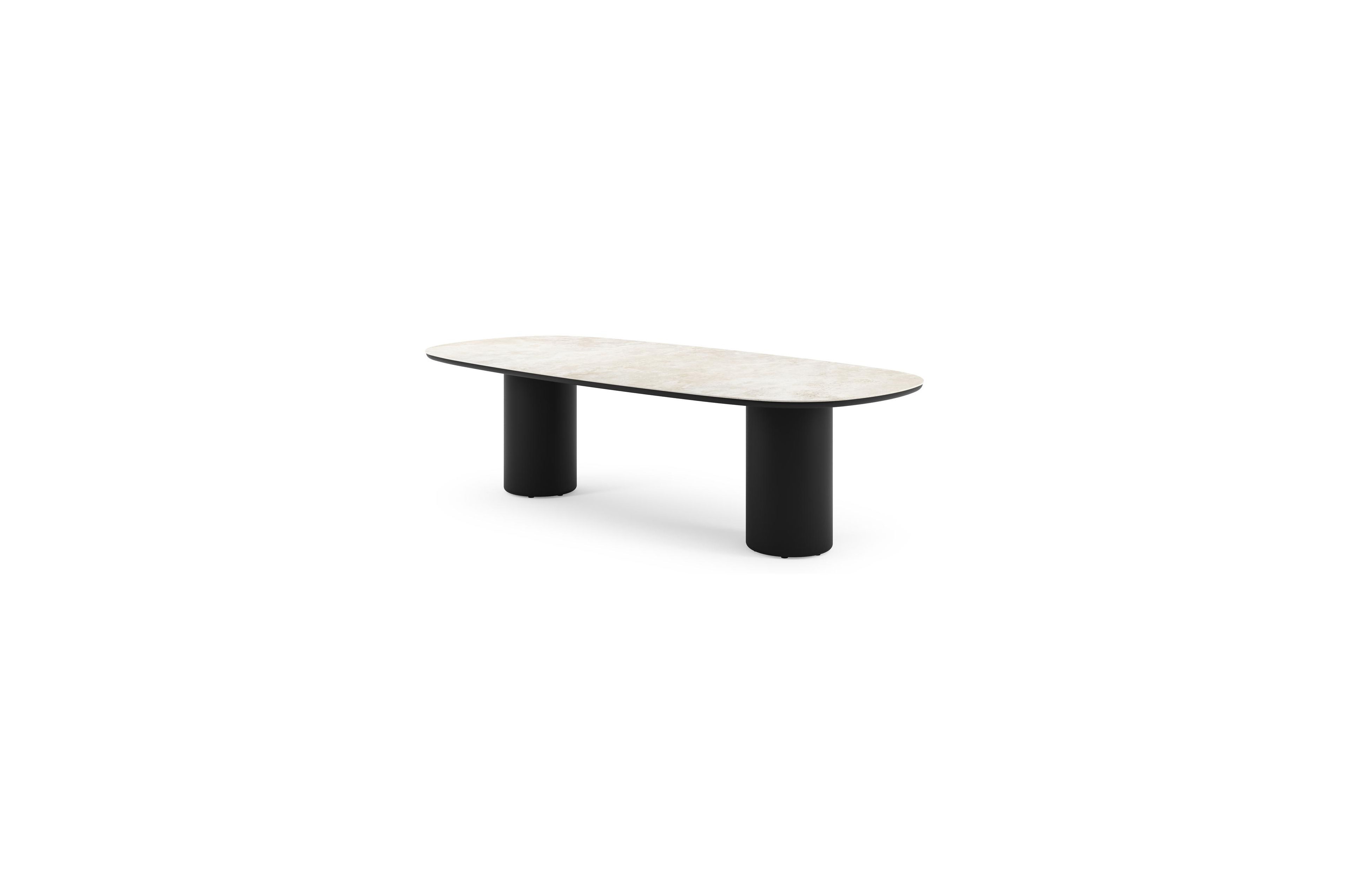 Amico tuintafel bombo in zwart aluminium en volkeramiek Rapolano - L 270 x B 125 x H 73.5 cm