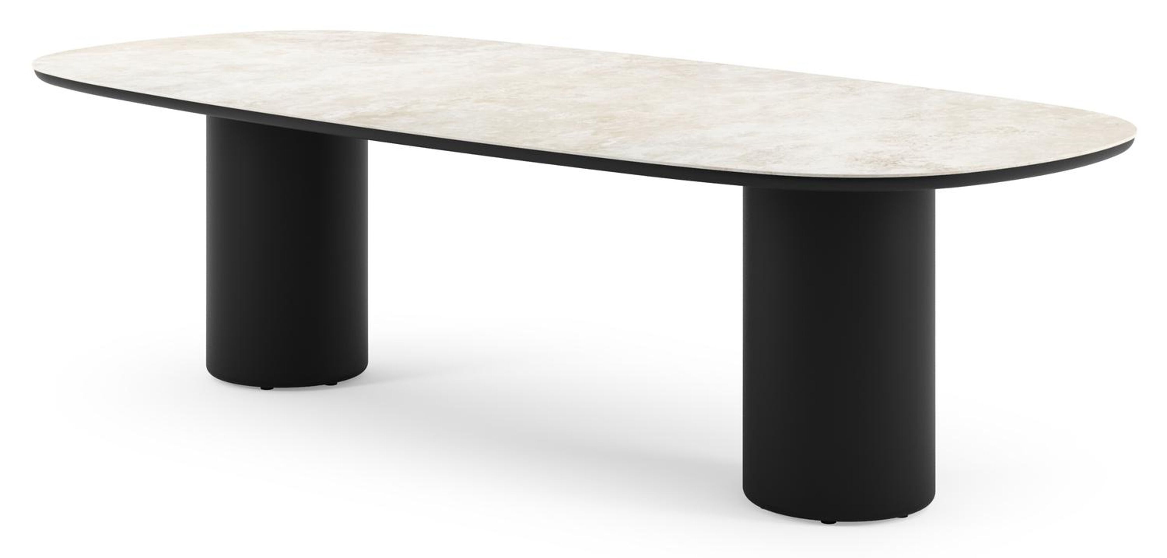 Amico tuintafel bombo in zwart aluminium en volkeramiek Rapolano - L 270 x B 125 x H 74 cm