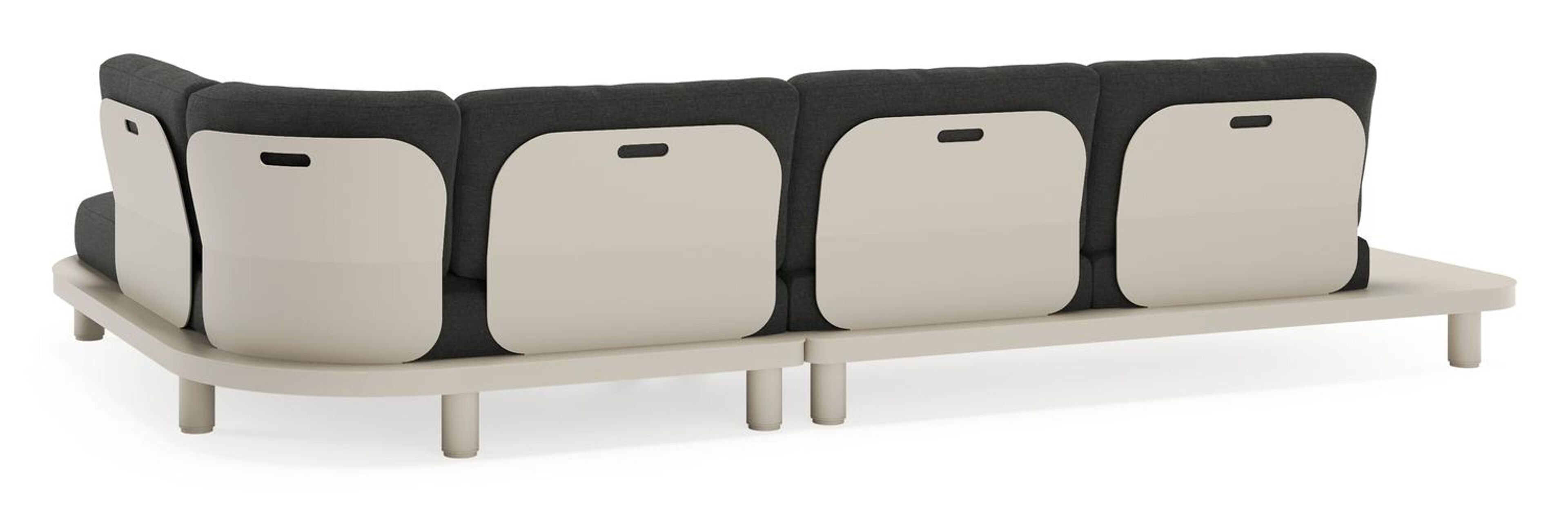 Salon de jardin d'angle Donato en aluminium beige et coussins en all weather sunbrella® luxe chartres sooty