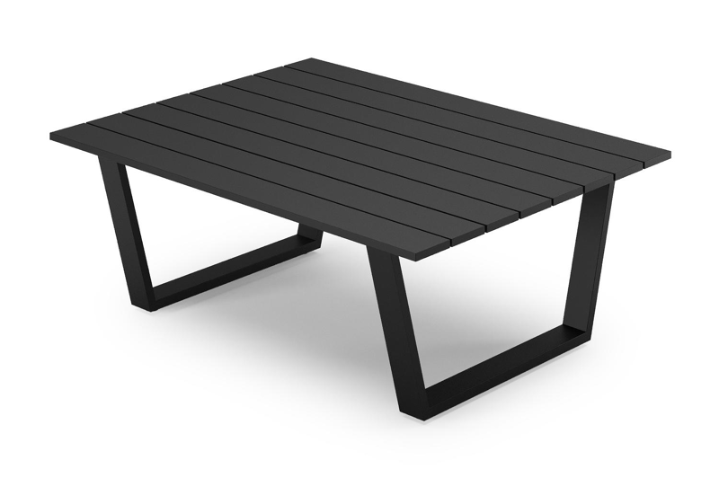 Alora loungetafel in zwart aluminium - L 77 x B 77 x H 35 cm
