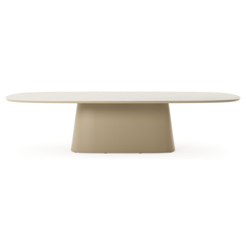 Amico tuintafel bombo xl in beige aluminium en volkeramiek Shilin - L 320 x B 148 x H 73.5 cm