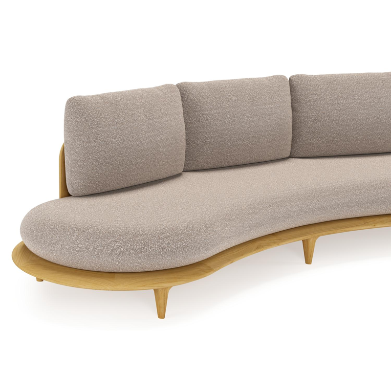 Bomero loungebank in teak met wander manioc all weather sunbrella® luxe kussen