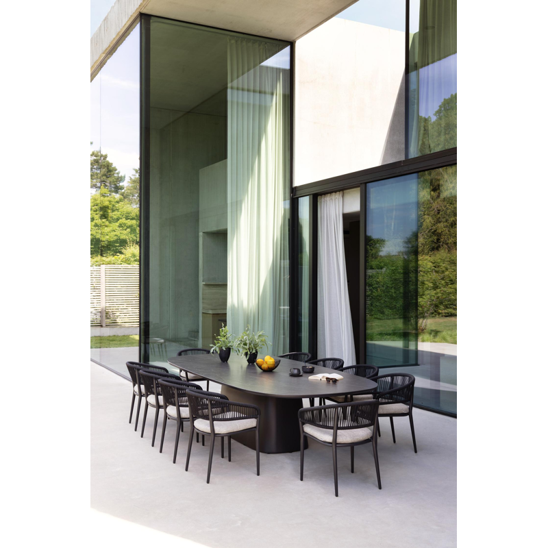 Amico tuintafel bombo xl in zwart aluminium en volkeramiek Black Obsession - L 320 x B 148 x H 74 cm