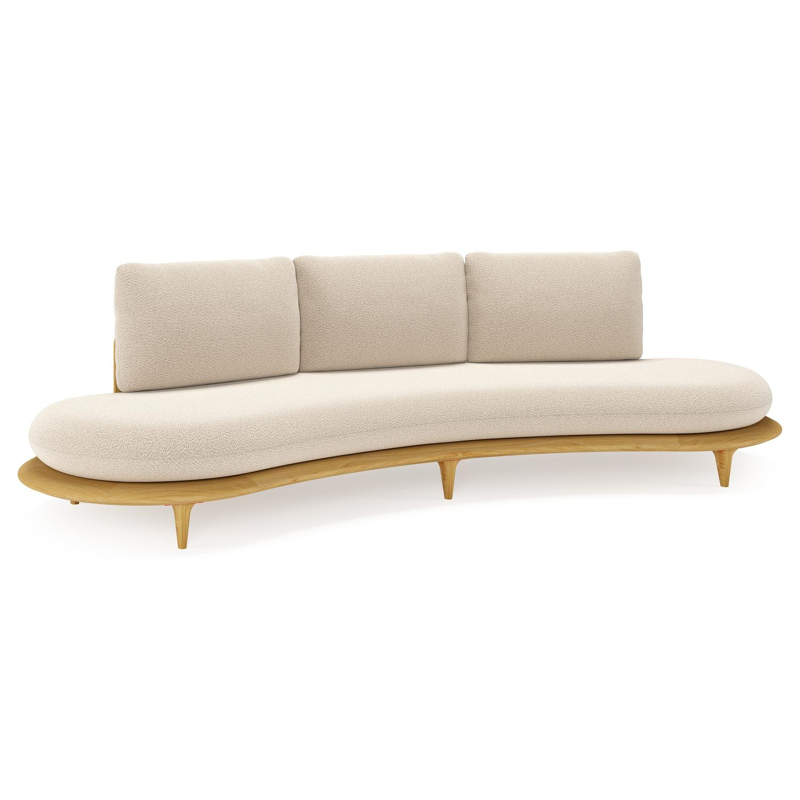 Bomero loungebank in teak met lopi sand all weather sunbrella® luxe kussen