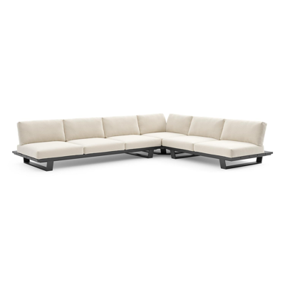 Pagino loungehoek in zwart aluminium met althea off white all weather cosytica kussen