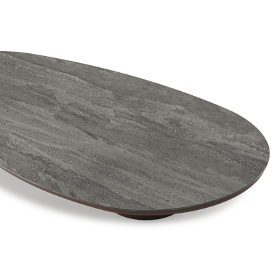 Amico loungetafel organisch in taupe aluminium en volkeramiek Aspen Grey - L 170 x B 91 x H 25 cm