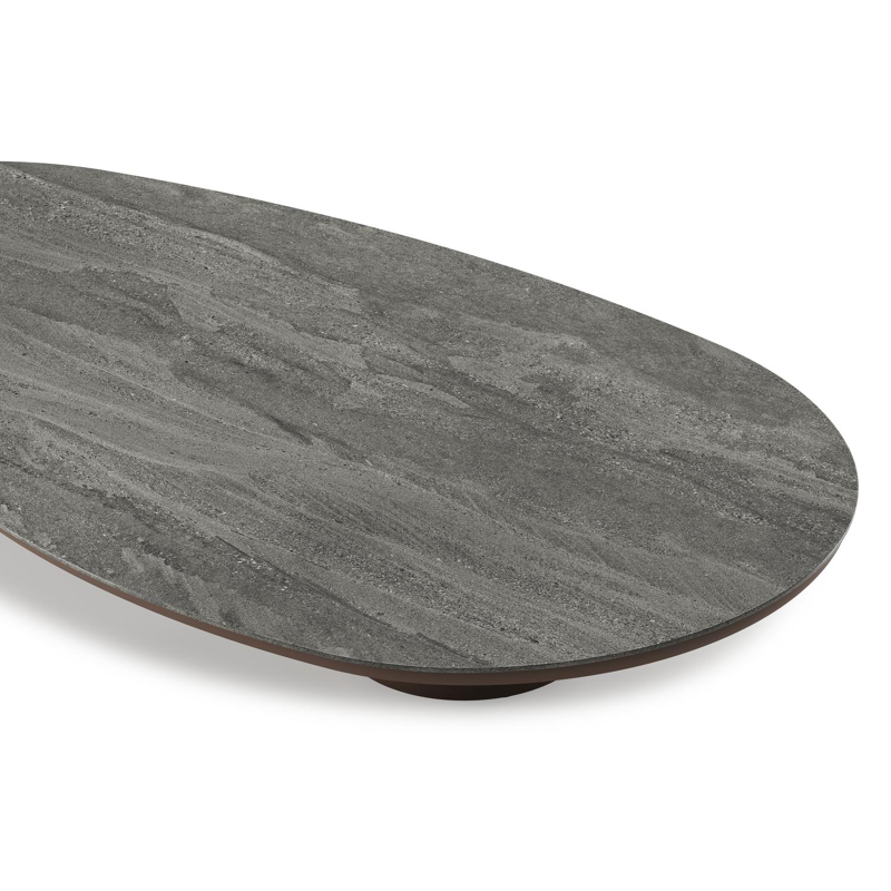 Amico loungetafel organisch in taupe aluminium en volkeramiek Aspen Grey - L 170 x B 91 x H 25 cm