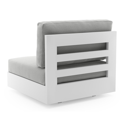 Como loungestoel in wit aluminium met natte grey chine all weather sunbrella® luxe kussen