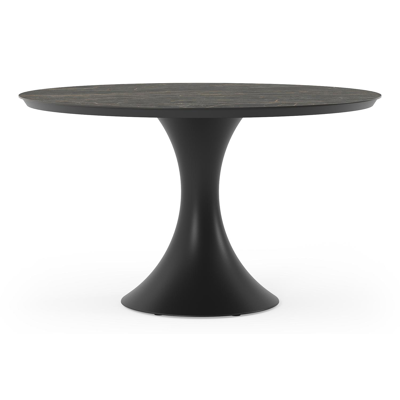 Table de jardin Fano en aluminium noir et céramique pleine black obsession - Dia. 130 x H 75 cm
