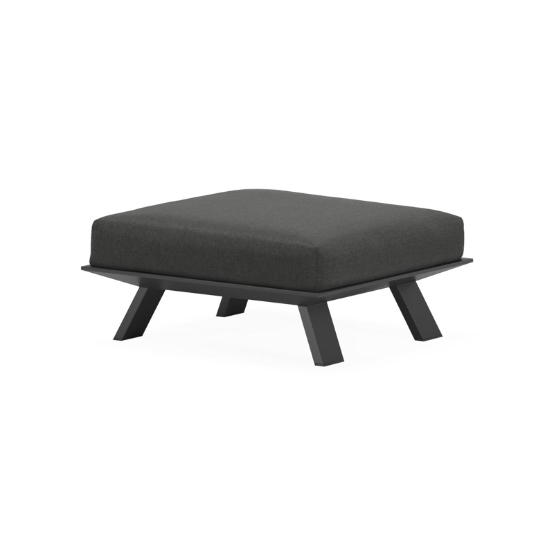 Cesano poef in zwart aluminium met chartres sooty all weather sunbrella® luxe kussen