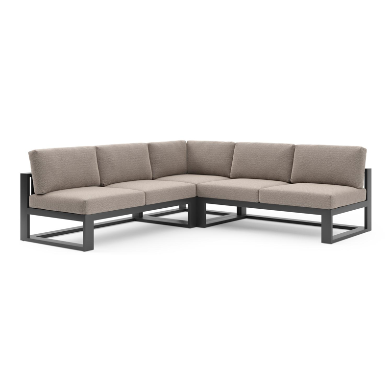 Verato loungehoek in zwart aluminium met wander manioc all weather sunbrella® luxe kussen