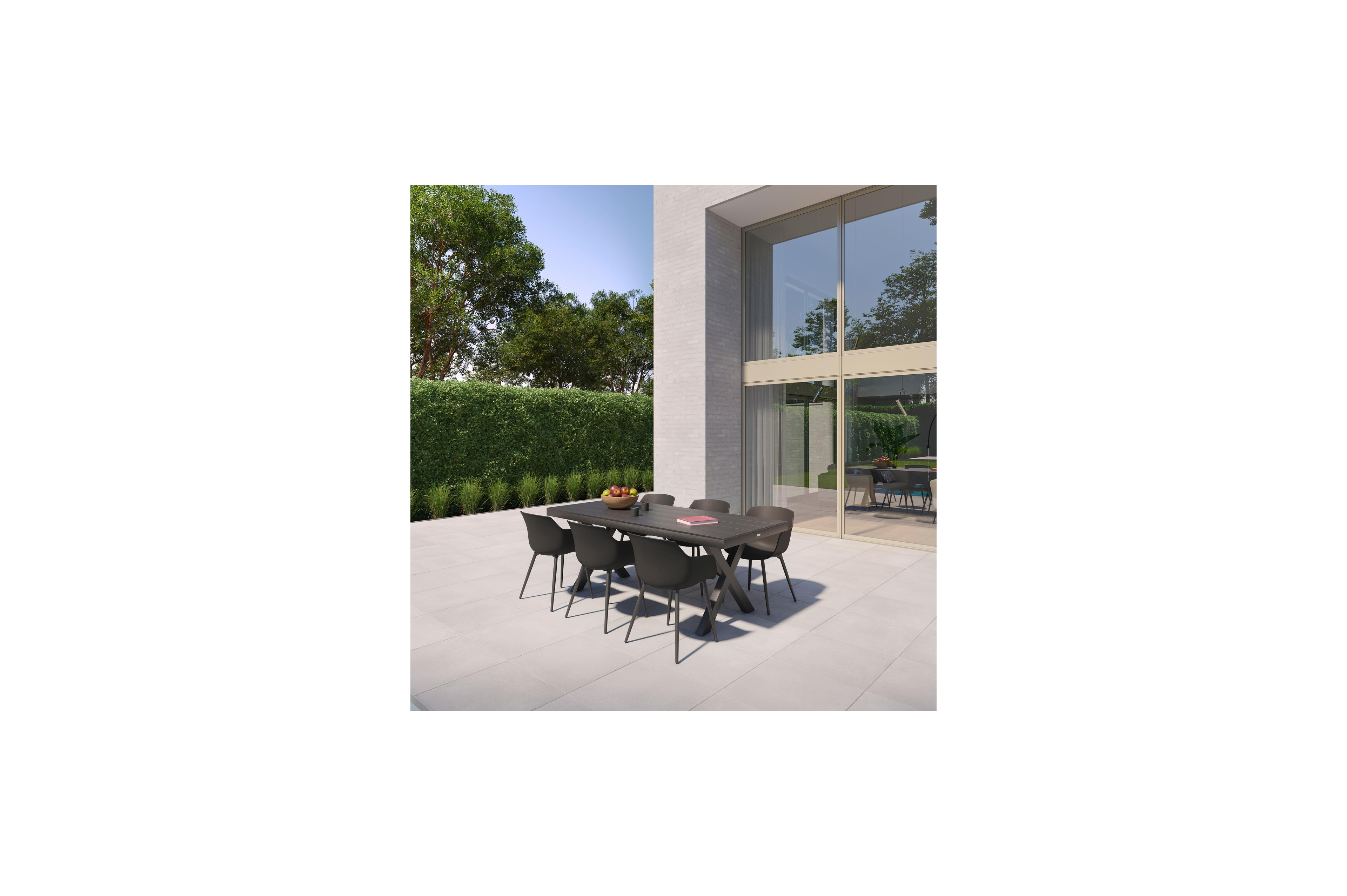 Bahia tuinset in zwart aluminium met 6 Paco tuinstoelen