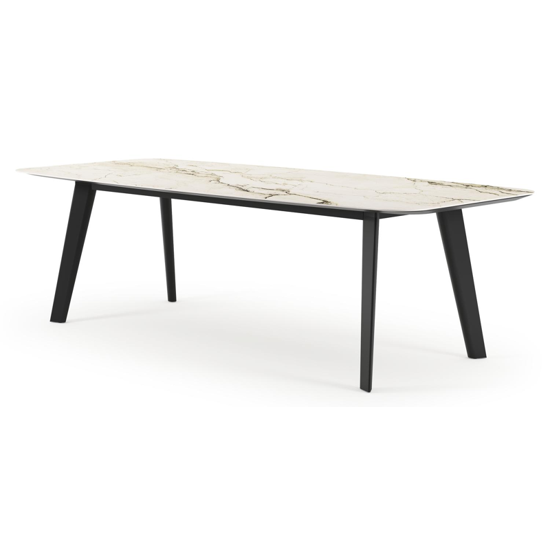 Lacrima tuintafel bootvorm in zwart aluminium en volkeramiek colorado dunes - L 255 x B 115 x H 73 cm