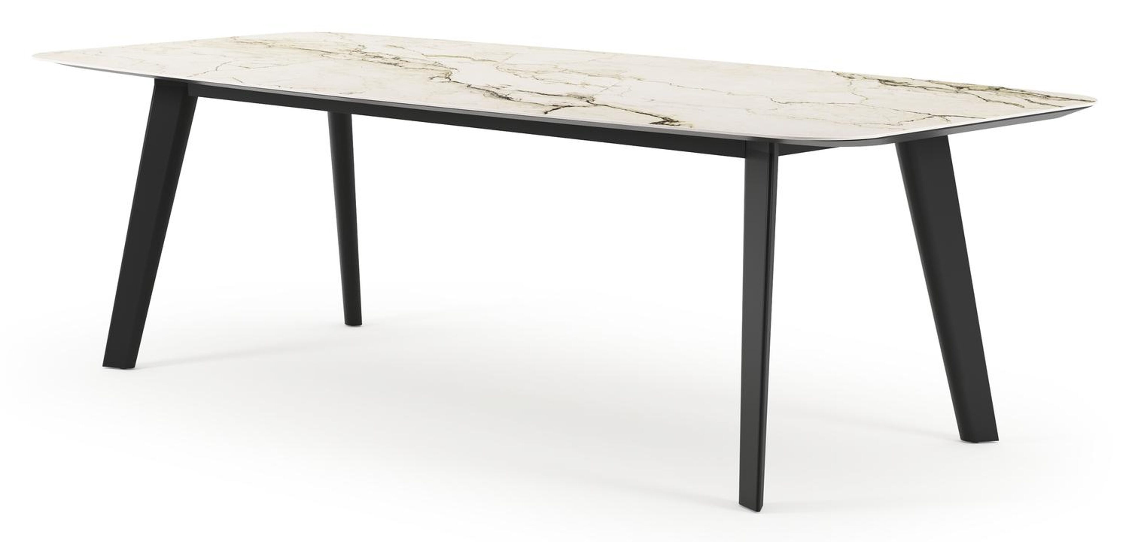 Lacrima tuintafel bootvorm in zwart aluminium en volkeramiek colorado dunes - L 255 x B 115 x H 73 cm