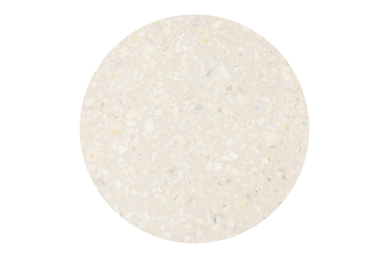 Table de jardin Fano ronde en aluminium beige et céramique pleine Retrostone - Diam. 130 cm