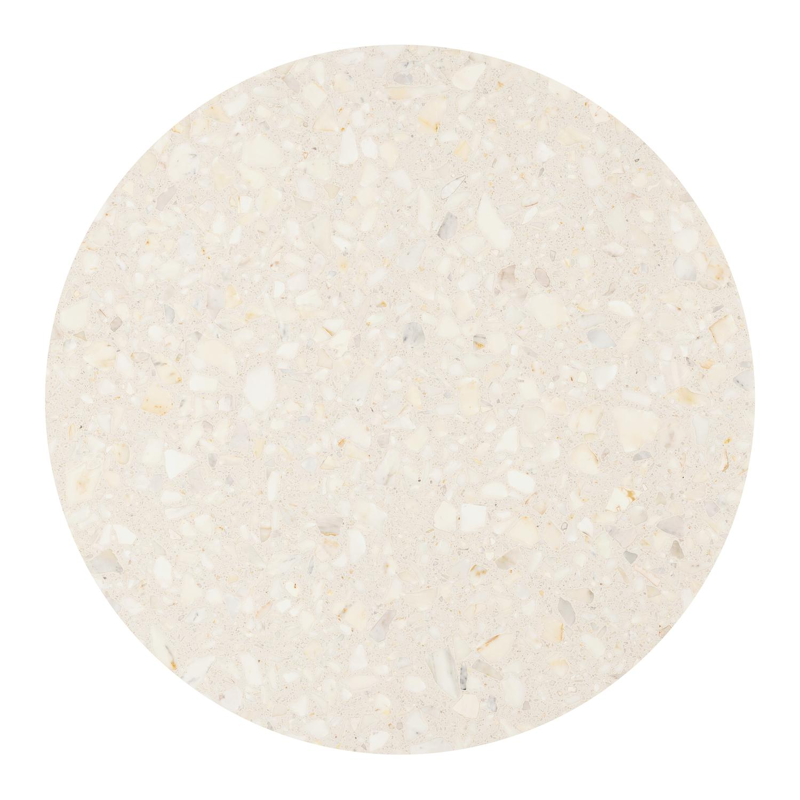 Fano tuintafel rond in beige aluminium en volkeramiek Retrostone Dia. 130 cm