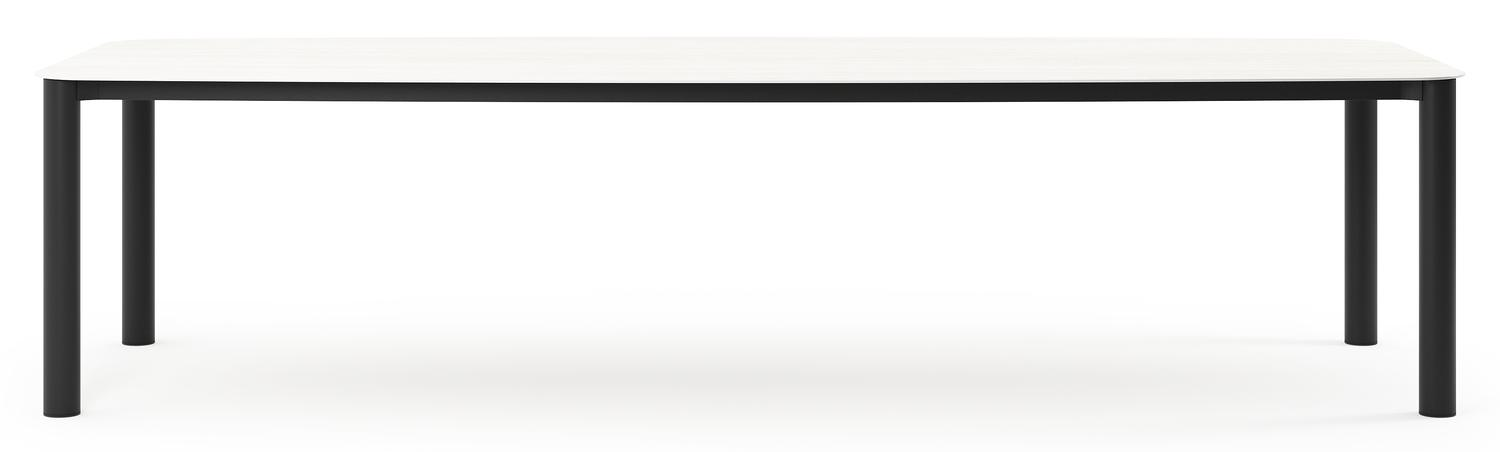 Orso tuintafel bootvorm in zwart aluminium en volkeramiek calista - L 315 x B 115 x H 75 cm