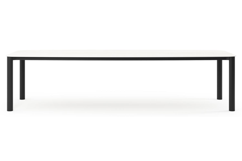 Orso tuintafel bootvorm in zwart aluminium en volkeramiek calista - L 315 x B 115 x H 75 cm