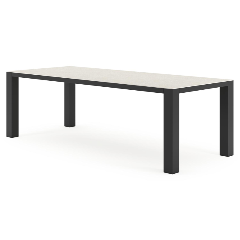 Table de jardin Nano en aluminium noir et céramique pleine shilin - Lg 240 x Larg. 100 x H 75 cm