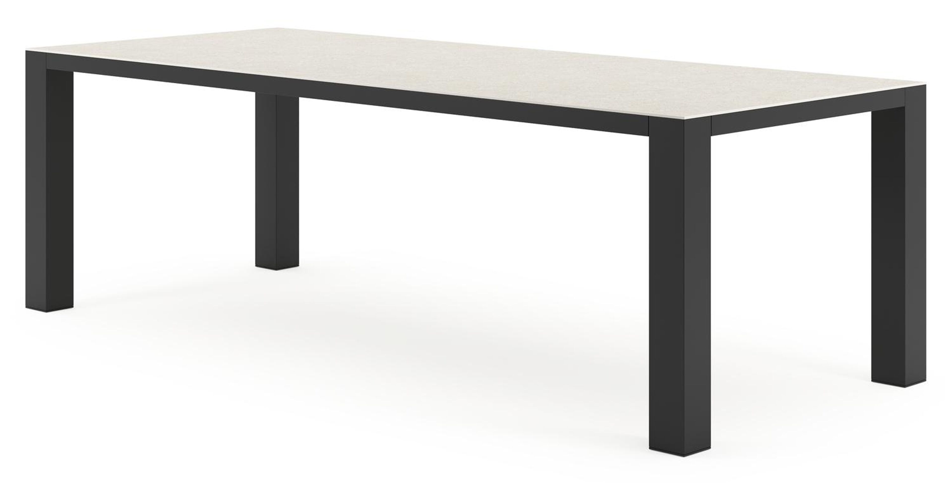 Nano tuintafel rechthoekig in zwart aluminium en volkeramiek shilin - L 240 x B 100 x H 75 cm