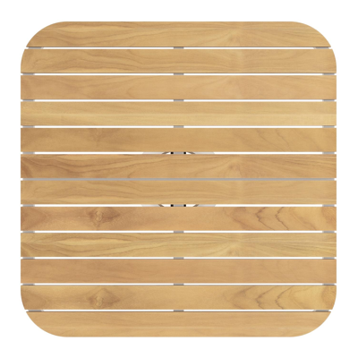 Donato tuintafel vierkant afgerond in wit aluminium en teak - L 148 x B 148 x H 75 cm