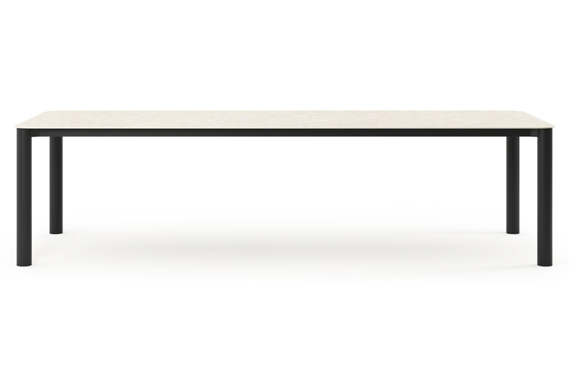 Orso tuintafel rechthoekig afgerond in zwart aluminium en volkeramiek Retrostone - L 290 x B 110 x H 74.5 cm