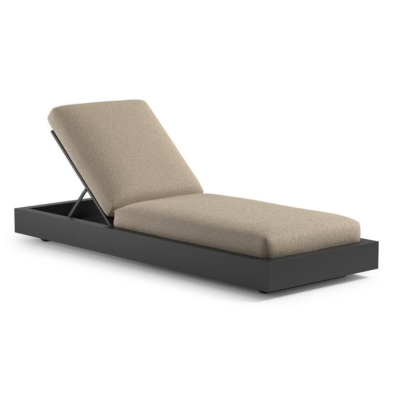 Chaise longue réglable Como en aluminium noir et coussin en all weather Cosytica bora forest