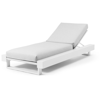 Nano verstelbaar ligbed in wit aluminium met natte grey chine all weather sunbrella® luxe kussens