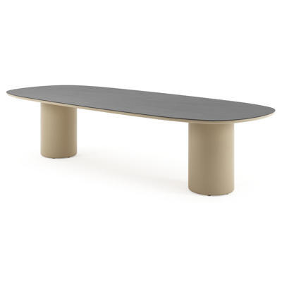 Amico tuintafel bombo in beige aluminium en volkeramiek Basalt Black - L 320 x B 130 x H 73.5 cm