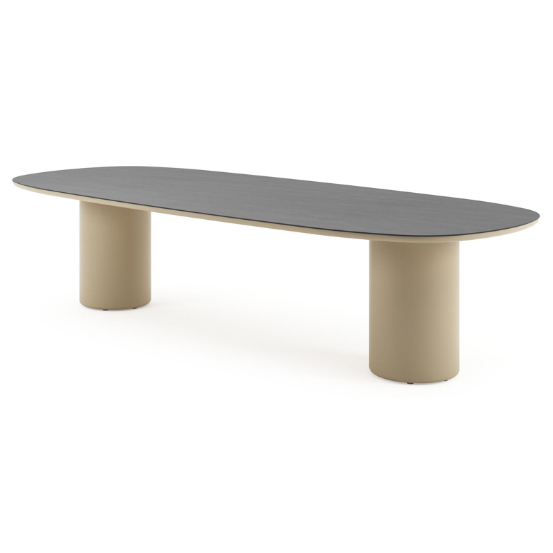 Amico tuintafel bombo in beige aluminium en volkeramiek Basalt Black - L 320 x B 130 x H 73.5 cm