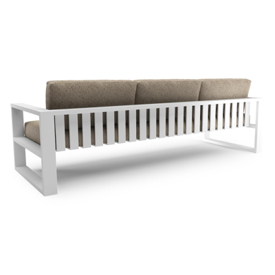 Canapé de jardin Verato en aluminium blanc et coussins en all weather cosytica bora jungle