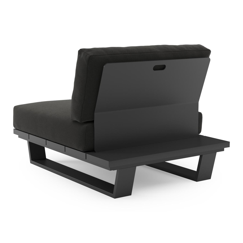 Pagino loungestoel in zwart aluminium met natte sooty all weather sunbrella® luxe kussen